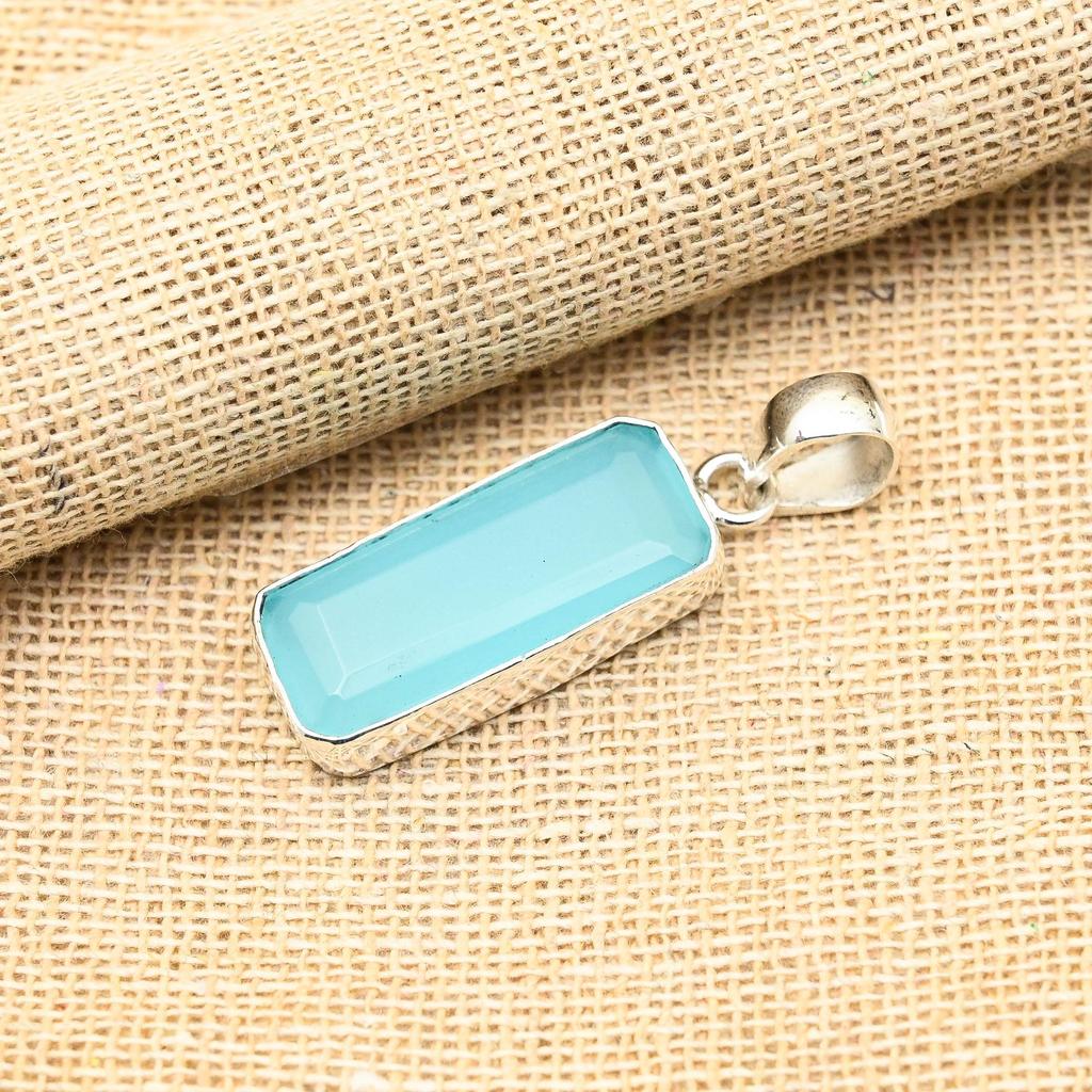 Ювелирный кулон ручной работы из стерлингового серебра 925 пробы с синим халцедоном для нее