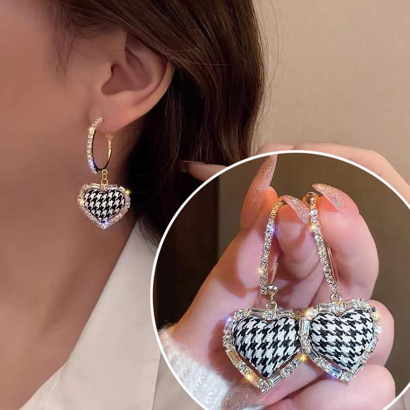 Классические висячие серьги-сердечки с жемчугом в виде решетки для женщин и девочек, модные серьги для вечеринки, подарки KTJ