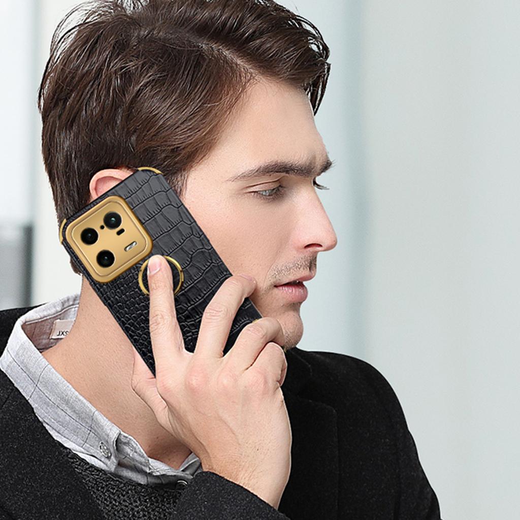 Для Xiaomi 13 Pro 5G гальванический чехол с кольцом и подставкой для телефона хорошо защищенный чехол из ТПУ с текстурой крокодила из искусственной кожи