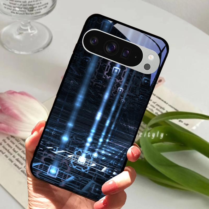 Модный Стеклянный Чехол для Google Pixel 8a Чехол Pixel8 Pro Жесткий ПК Закаленное Стекло Черный Чехол для Телефона Для GOOGLE PIXEL 8 Защитные Чехлы
