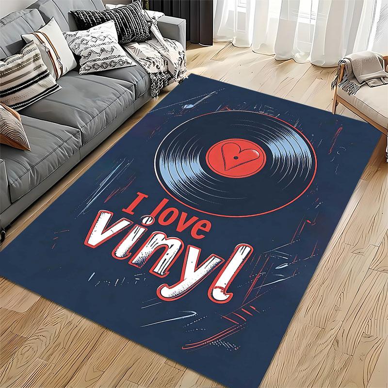 I Love Vinyl Record Design suitable as a non-slip mat for the living room or bedroom sofa