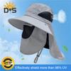 Unisex Sun Hat with Face Front Cover Face Neck Protection Hollow Mesh Windproof Fixed Strap Anti-UV Foldable Sunscreen Breathable Gardening Fishing