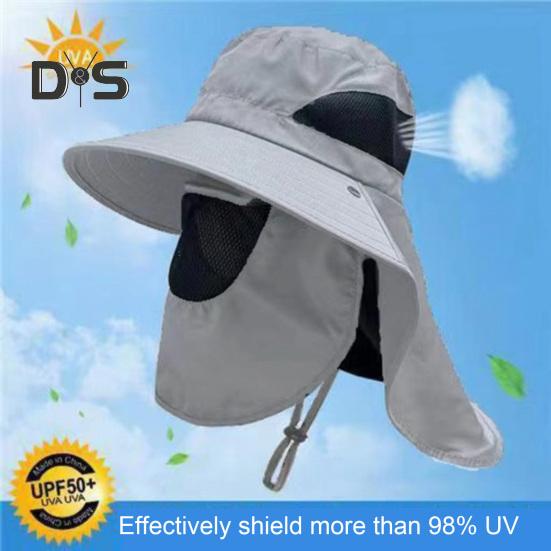 Unisex Sun Hat with Face Front Cover Face Neck Protection Hollow Mesh Windproof Fixed Strap Anti-UV Foldable Sunscreen Breathable Gardening Fishing