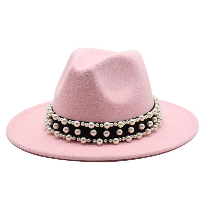 Jazz Hat, Pearl Top Hat, Женская модная мужская и женская шерстяная шляпа