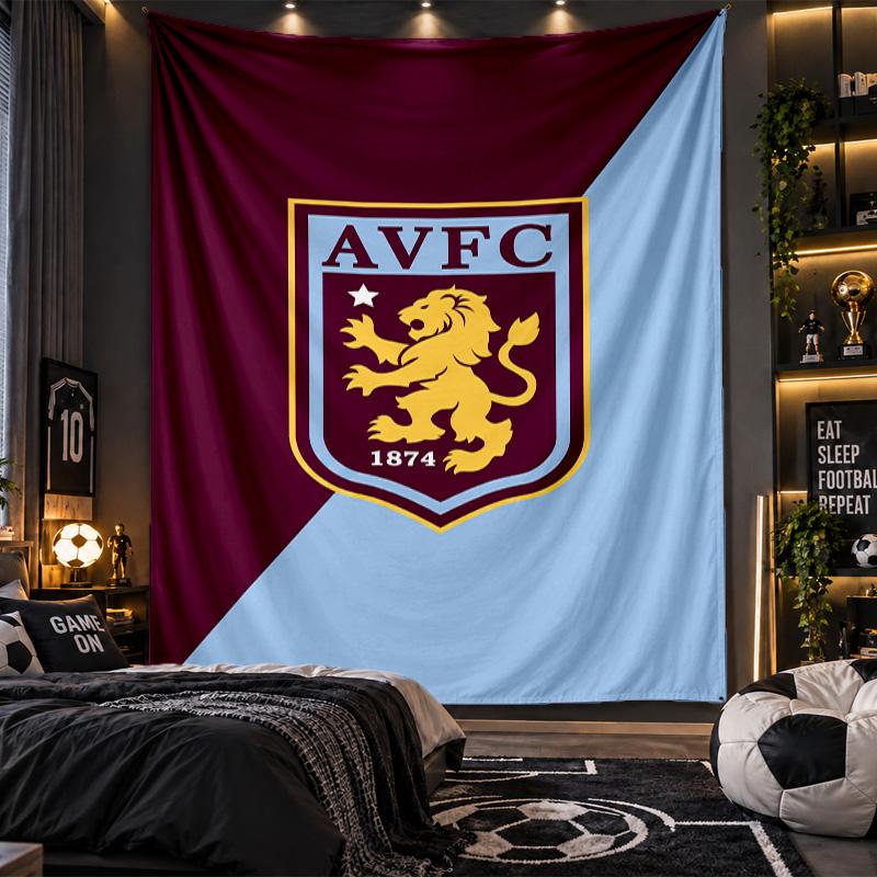 Wall Hanging Tapestry Aston Villa Football Print Cloth for Living Room Bedroom Home Decor
