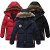 Winter Boys Jacket Thick Keep Warm Lining Plush Detachable Hat Hooded Fur Collar Coat For Kids Children Outerwear