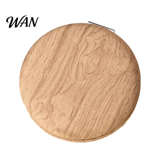 Compact Makeup Mirror Wooden Grain Handheld Mirror, Portable Travel Double-sided Vanity High Clarity Pocket Cosmetic for Women Girls