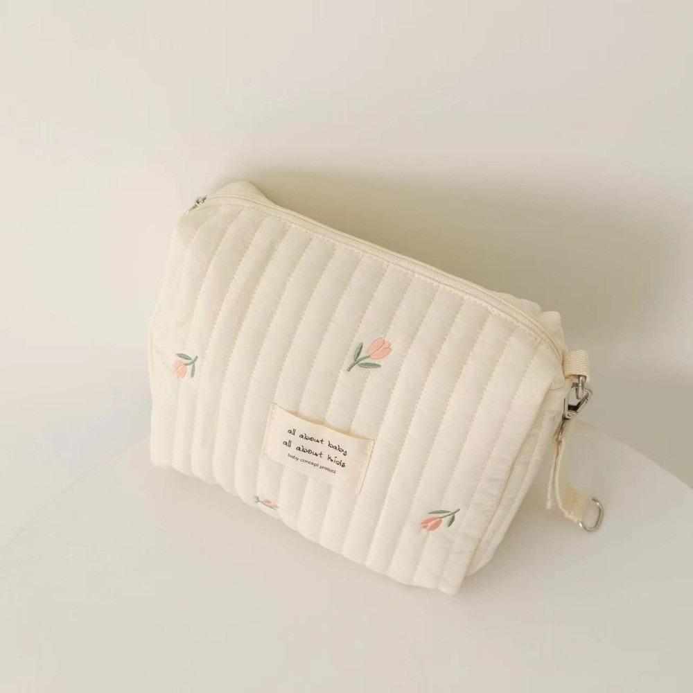 Zipper Cotton Diaper Bag Embroidery Baby Nappy Organizer Ins Makeup Bags Baby
