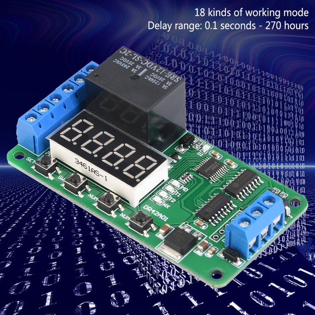 12V Двухканальное многофункциональное реле-таймер DPDT с задержкой, переключатель управления временем DR42A01