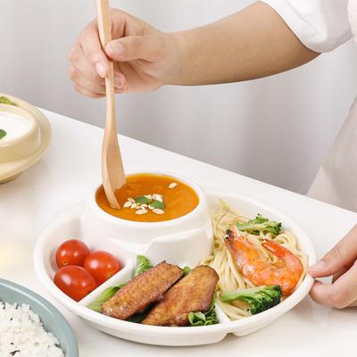 Обеденная тарелка с 4 сетками, дизайн отсека для контакта с пищевыми продуктами, пластиковый портативный поднос для завтрака, блюдо для обеда, ежедневного использования