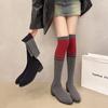 Осень и зима новая модная обувь большого размера ботинки на толстой подошве тонкие ботинки ботинки-носки ботфорты эластичные ботинки женщины