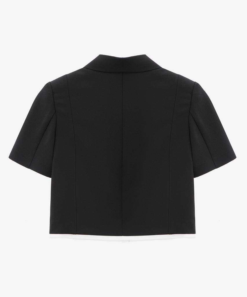 Mind Bridge Женская [W][Couture] Укороченная куртка с коротким рукавом и контрастной отделкой по подолу - 2 цвета