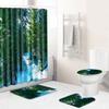 Landscape Shower Curtain Floor Mat Combination Four-Piece Set Bathroom Toilet Carpet Shower Room Mat Foot Mat