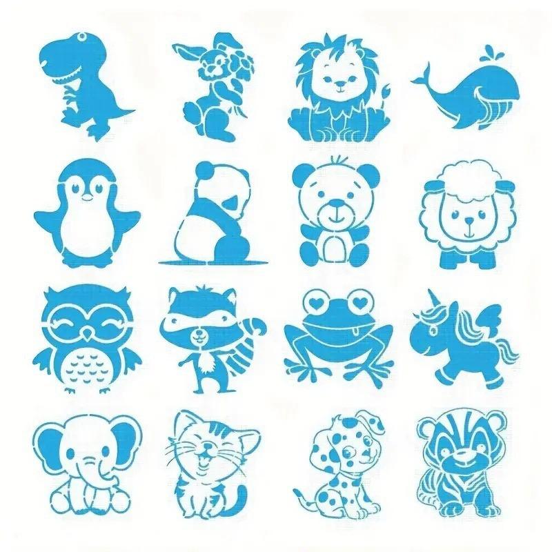 16 Cartoon Animal Drawing Templates - Children's Washable Graffiti Board