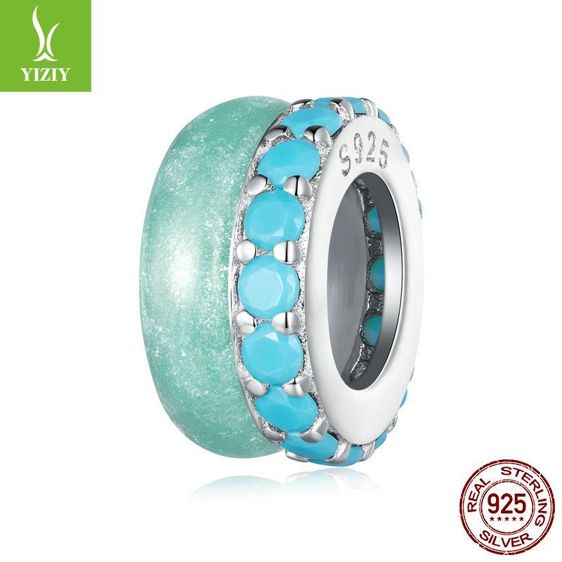 Модный силиконовый браслет-позиционер конфетного цвета с разделительными бусинами, популярные бусины из стерлингового серебра S925 для DIY