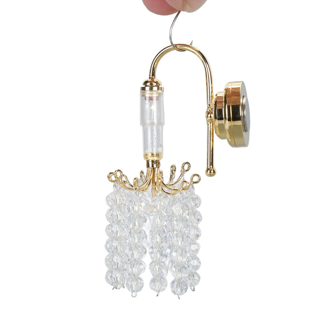 1:12 Scale Dollhouse Lamp Bead Decoration Wall Lamp 130mAh Battery Powered Miniature Furniture