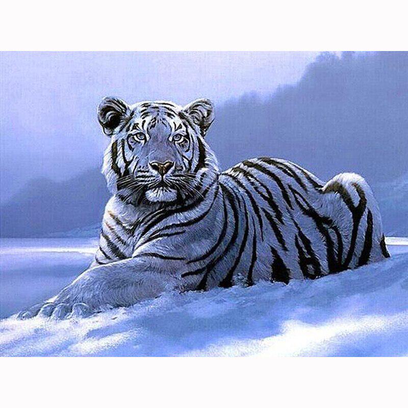 Diamond Embroidery Snow Tiger Diamond Painting Cross Stitch Full Round Rhinestone Mosaic Decoration