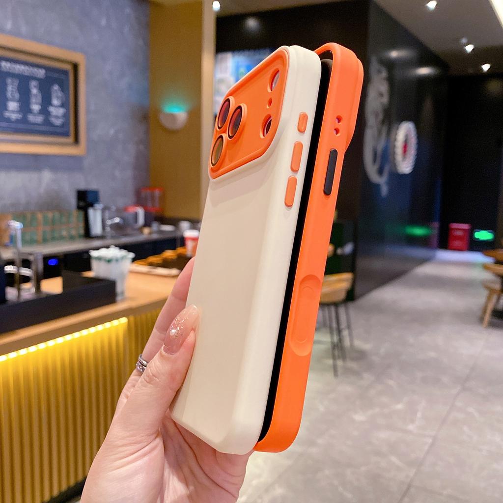 Чехол-защита с большим прозрачным окном и цветной линзой для iPhone 17 Air 16 15 14 Plus 13 12 11 Pro Max, силиконовый, мягкий, матовый