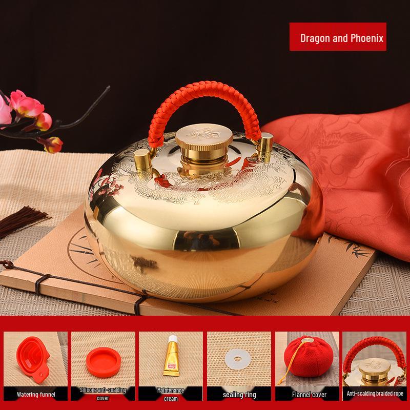 Jitao Yu Pozi Чистая медная грелка с водой Массажер для рук и ног в стиле ретро