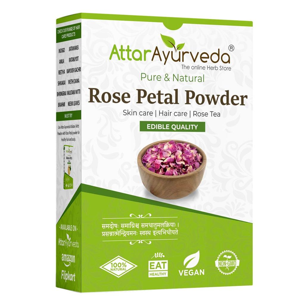 Attar Ayurveda Rose Petal Powder 100 g Natural Floral Face Mask Powder for Skin Care, DIY Glow and Fresh Radiance