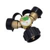 2-Way Gas Tank Adapter with Gas Level Indicator Gauge Metal Propane Tank Connector Outdoor Camping Cooking Gas Tank Converter