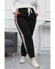 Azura Exchange Black Plus Size Contrast Leopard Side Panel Joggers