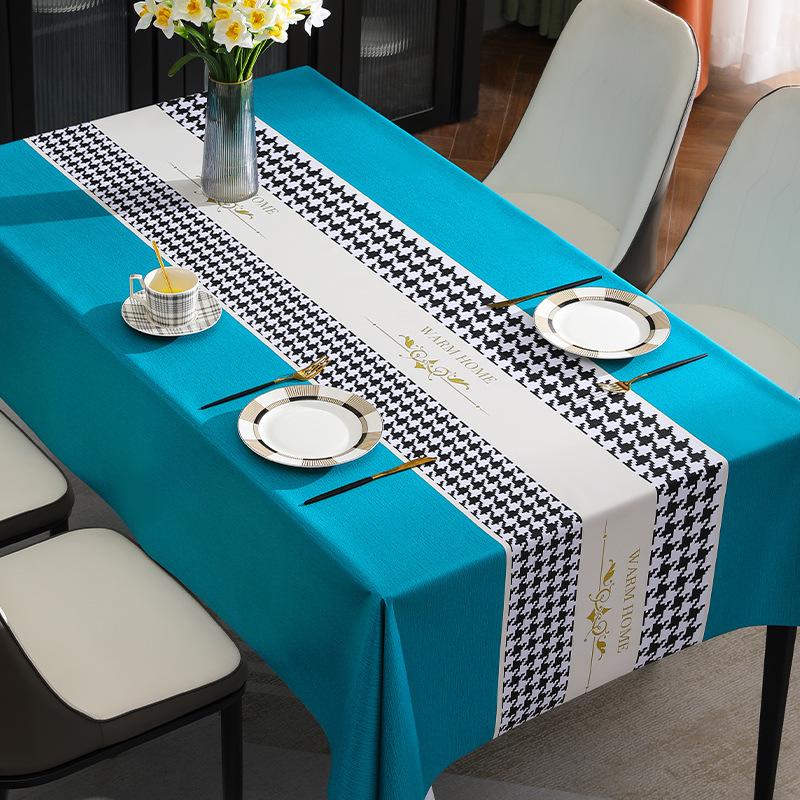 Nordic Style PVC Tablecloth, Waterproof, Oil Resistant, and Washable Rectangular Tablecloth, Household Tablecloth, Living Room Tea Tablecloth