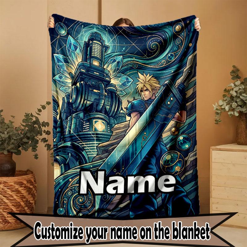 Custom Name Personalized Final Fantasy Print Blanket, Home Decor, Bedroom, Sofa, Camping, Couch, Gifts for Birthday Christmas