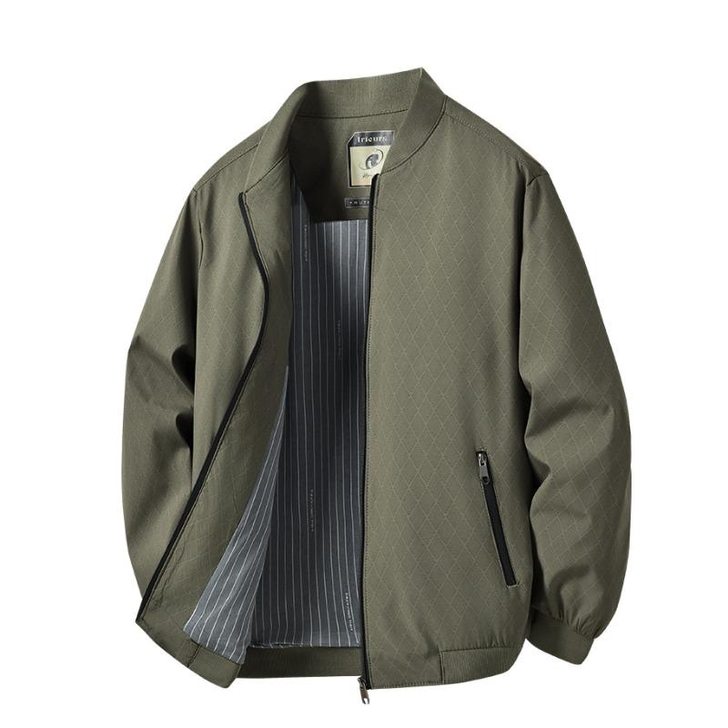 Весенне-осенняя мужская куртка повседневная мягкая не обжигающая не мнущаяся однотонная куртка со стойкой