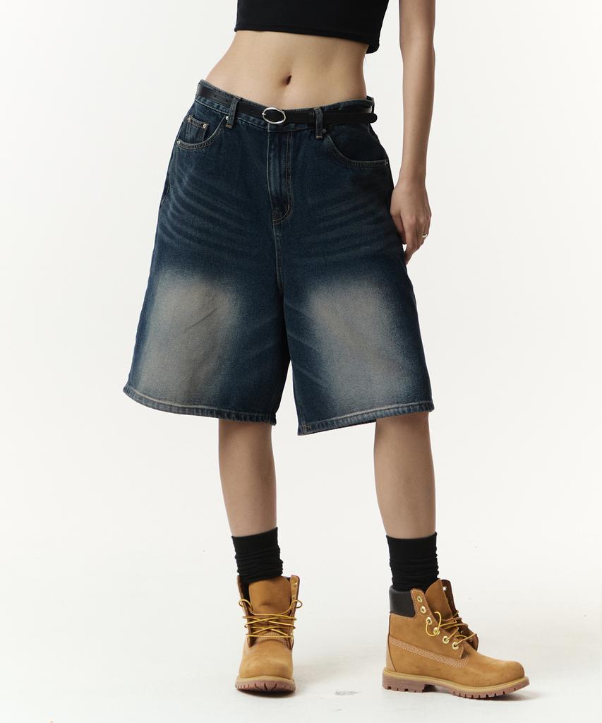 RAW LAB Bermuda Denim Half Shorts (Mud Blue)