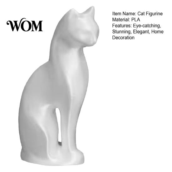 Anniversary Gift Cat Figurine Figurine, 3D Printed Small Sculpture, Collectible Animal Desktop Elegant Sitting Figure Ornament for Home Shelf