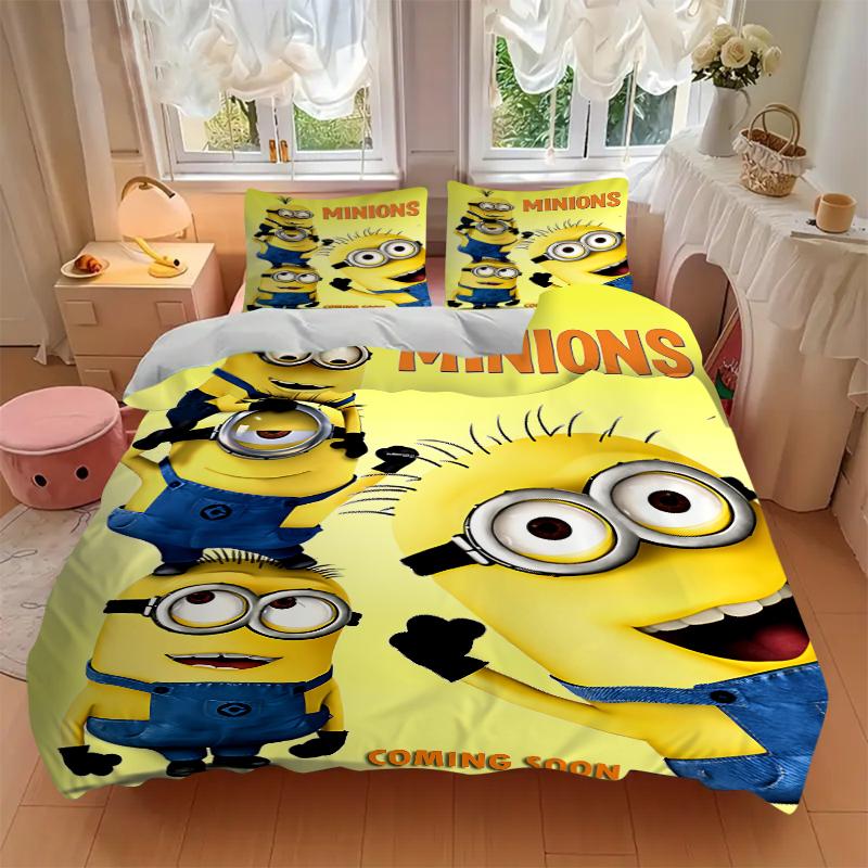 3Pcs Minions Movie Poster Bedding Sets For All Sizes New 3D Printed Bed Cover Comforter Duvet Cover Pillowcase Bedroom Decoration
