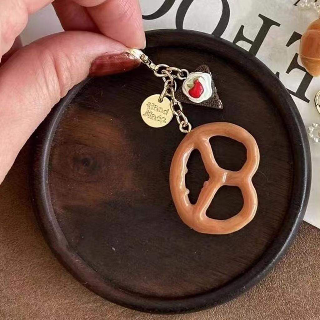 Реалистичный шоколадный крендель хлеб монета кошелек брелок аксессуар сумка подвеска для модных взрослых и студентов