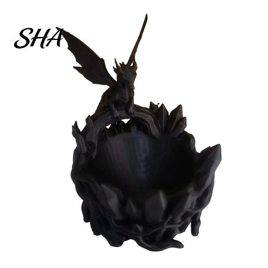 3D Printed Dragon Bowl Fantasy Ring Tray, Gothic Coaster Dish for Keys Durable PLA Material Tray Jewelry Coins, Desk Organizer Home Office,
