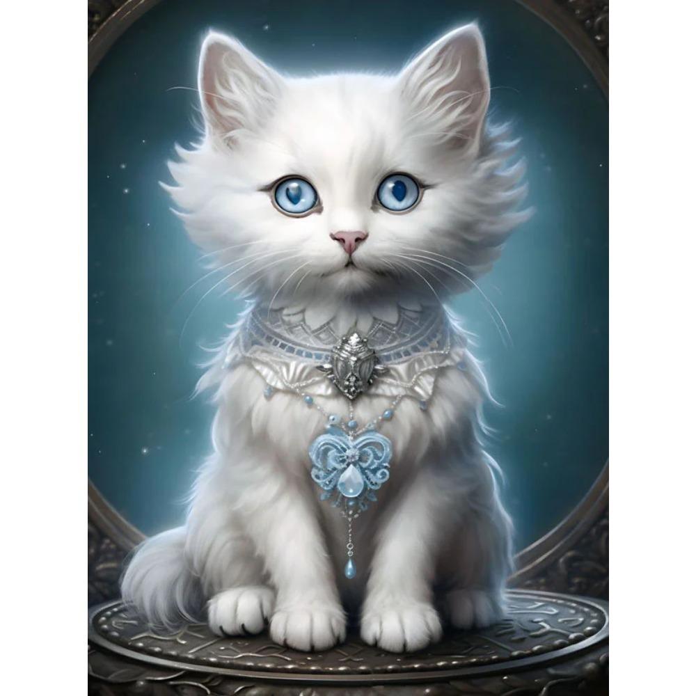 Алмазная картина, полная дрель, красивая кошка, животное, круглая алмазная живопись, ручная работа, лунный цветок, сделай сам, алмазная мозаика, картина, украшение дома