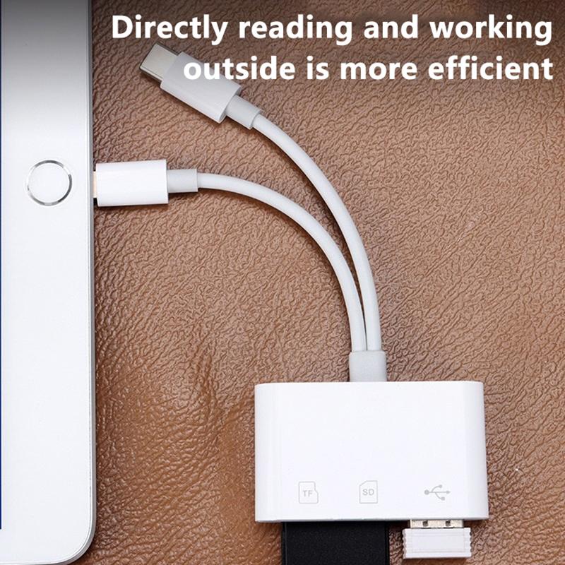 2 в 1 OTG кард-ридер Type C Lightning для SD-TF карты памяти с USB-портом для зарядки для Macbook, ПК, ноутбука, iPhone, кард-ридер
