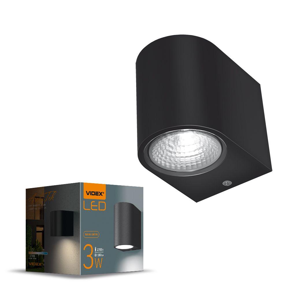 Kinkiet Zewnętrzny Elewacyjny Czarny Led 3W Aluminiowy Ip54 Pelle Videx