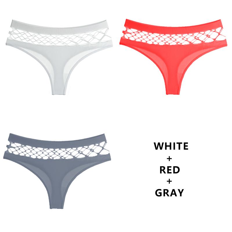 TERMEZY 3Pcs/Set Hollow Out G-String Seamless Sexy Panties Women Elasticity Underwear Temptation Middle-waist Panty