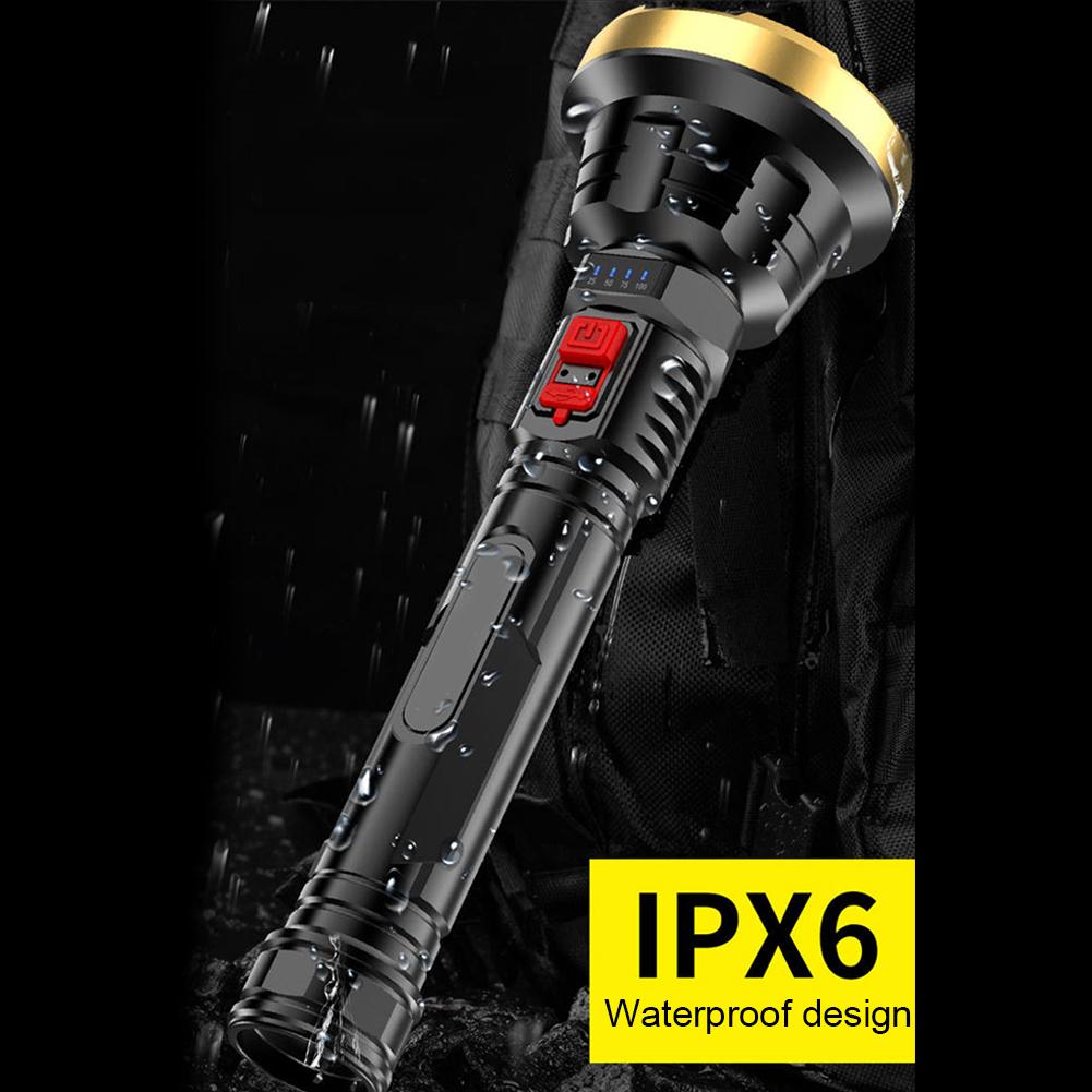 Rechargeable Super Bright Flashlight High Lumens Edc Tactical Flashlight Zoomable Portable LED Torch Power Display Work Light