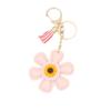 Charm Sunflower Keychain Tassels Flower Bag Pendant Car Keyring PU Leather Key Ring  Men