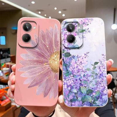 Для Oppo Realme 10 12 12X 11 11X C12 C15 C21 C21Y C31 Чехол для телефона Модный изящный узор с цветами Высококачественный противоскользящий чехол Для Oppo Силиконовый чехол