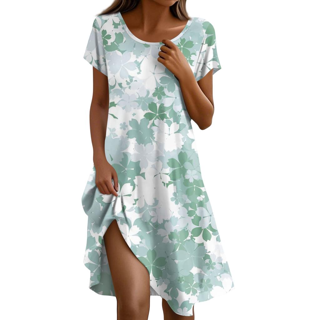 Платье в стиле бохо с коротким рукавом для женщин, повседневное, свободного кроя, летнее, сарафан с цветочным принтом и карманами