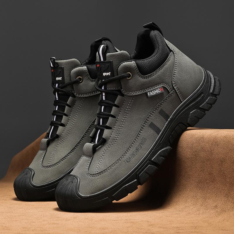 Casual Men's Hiking Shoes Dirt Resistant and Waterproof Boots Retro Suede Men's Boots Soft Soled Lightweight and Wear-resistant Running Shoes