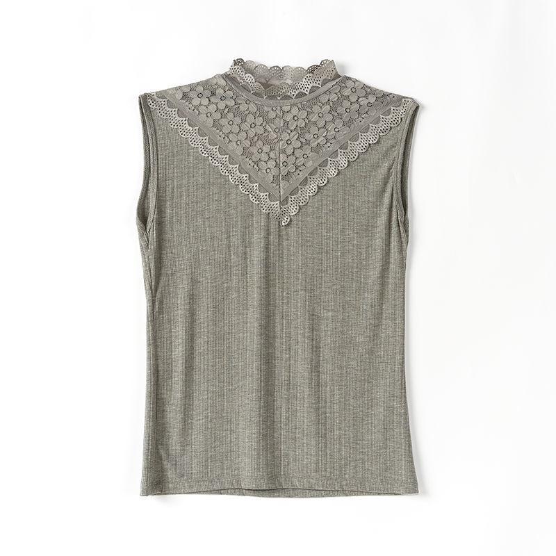 Lace Vest Women's Ribbed Modal Loose Sleeveless Solid Color Top, Base Shirt Plus Size Summer Trend