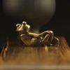 Retro Brass Sleeping Beauty Frog Sculpture - Bronze Handmade Desk Ornament