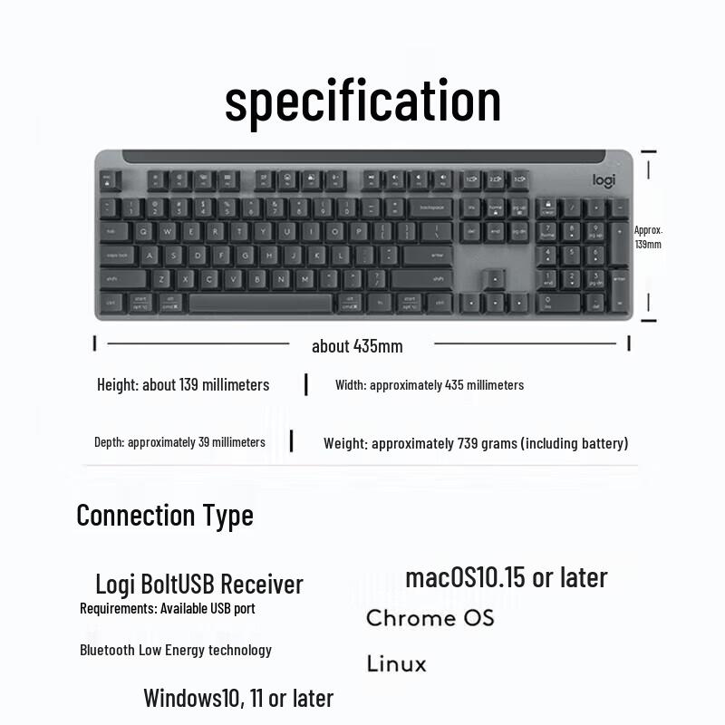 Беспроводная механическая клавиатура Logitech K865 с поддержкой Bluetooth для работы с несколькими устройствами