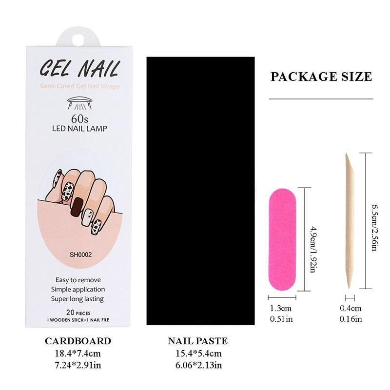 Gel Nail Sticker 20 Nail Semi-curing Lamp Nail Sticker Hardens Waterproof Full Sticker Fluorescent