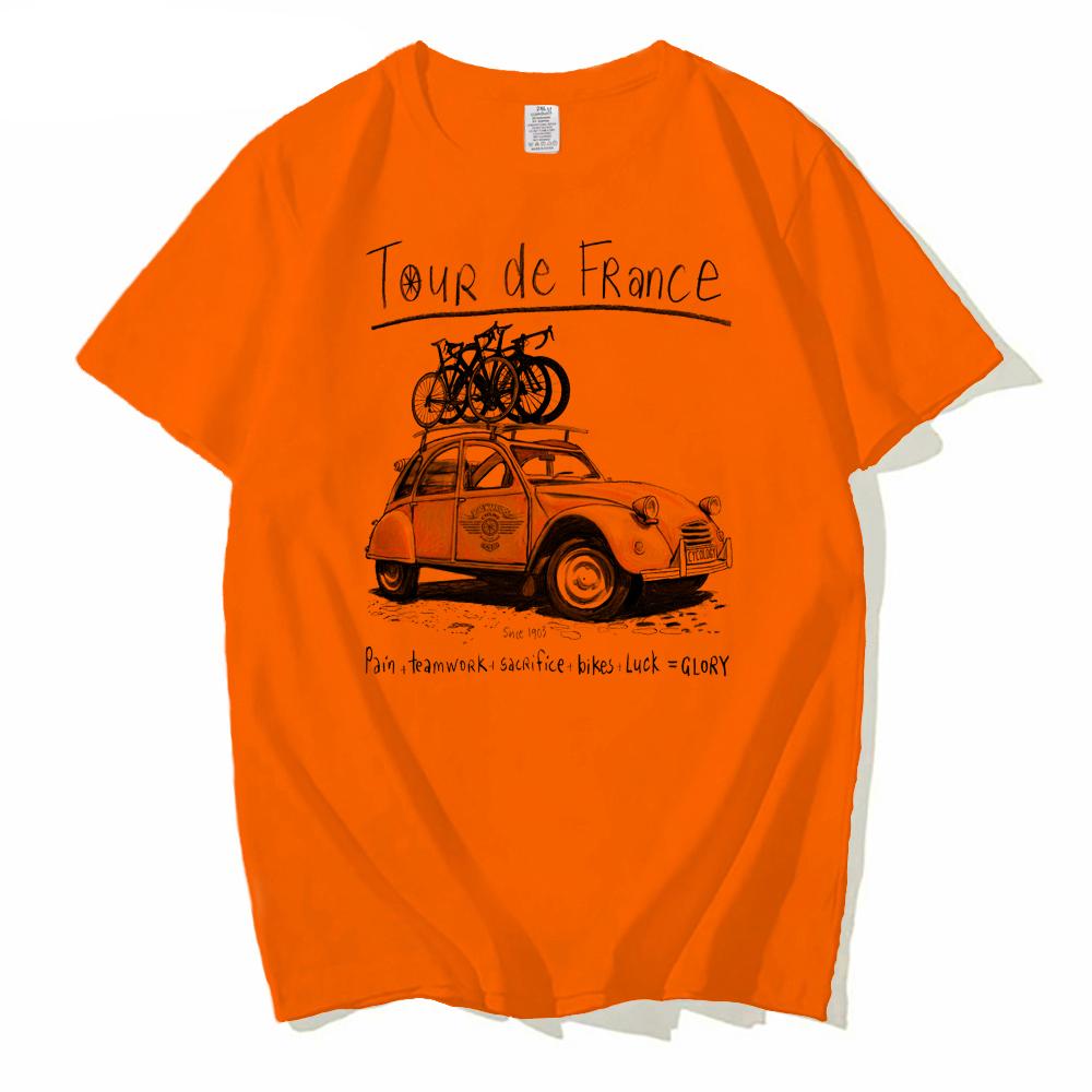 Summer Round Neck 3D Tour De France Print Top Fashionable Casual Short Sleeved Men's T-shirts