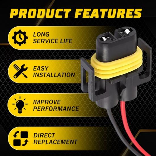 Wire Pigtail H11 Female S Two Harness Head Light Low Beam Socket Connector Plug