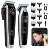 Electric Clipper 2 PC Set 4-Level Power Digital LCD Display Men's Oil Head Sculpting with Precision USB Charge